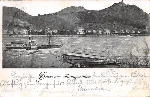 Königswinter Panorama mit Anlegesteg und Dampfer gl1901 164.731