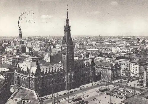 Hamburg, Rathaus und Stadtpanorama gl1958? E2135