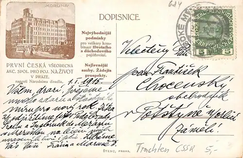 Trachten: Frau in Tracht in der CSSR gl1915 164.623