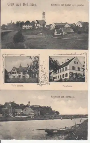 Kellmünz am der Iller - Panorama, Villa Linder, Schulhaus gl1907 226.536