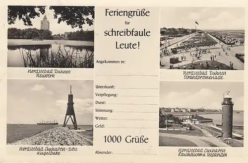 Nordseebad Cuxhaven Döse-Duhnen, Mehrbildkarte glum 1955? E3609