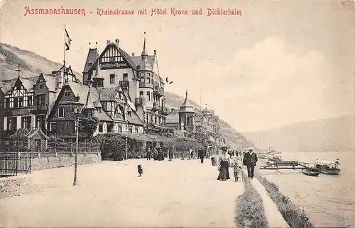 Assmannnshausen Rheinstrasse mit Hotel Krone und Dichterheim gl19? 164.675