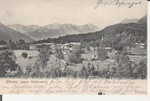 Oberau - Panorama gegen Wetterstein gl1904 227.893