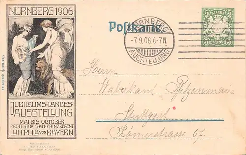 Nürnberg - Jubiläums-Landes-Ausstellung 1906 Ganzsache gl1906 166.477