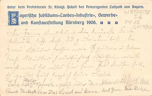 Nürnberg - Jubiläums-Landes-Ausstellung 1906 Ganzsache gl1906 166.477