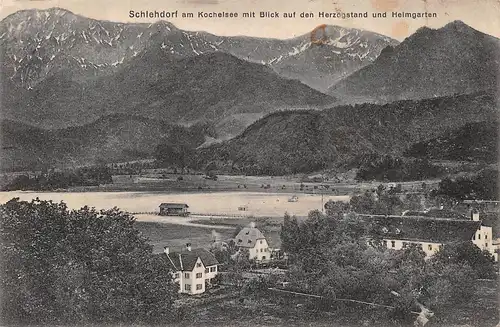 Schlehdorf am Kochelsee mit Blick auf den Herzogstand u. Heimgarten ngl 164.867