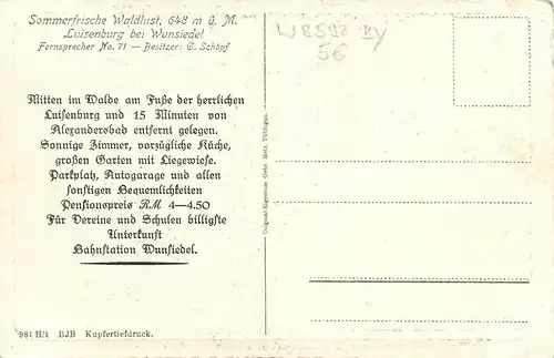 Luisenburg im Fichtelgebirge - Berggasthof Waldlust ngl 166.591