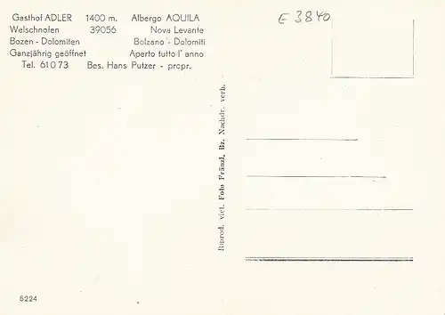 Dolomiti, Gasthof Adler, Welschnofen nahe Bozen ngl E3840