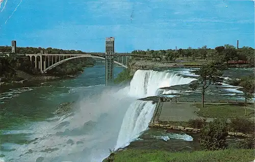 American Falls and Rainbow Bridge Niagara Falls NY gl19? 164.178