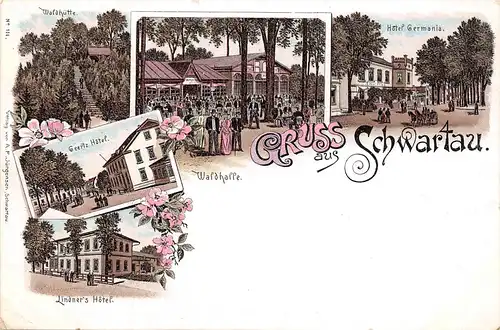 Schwartau Litho Geertz Hotel Waldhalle Hotel Germania u. Lindner's ngl 165.609