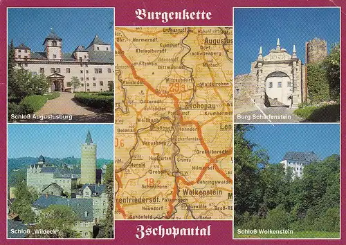Zschopautal mit Burgenkette, Mehrbildkarte gl1992 E3855