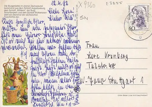 Zschopautal mit Burgenkette, Mehrbildkarte gl1992 E3855