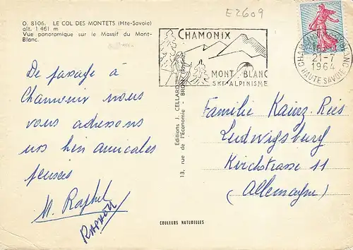 Le Col des Montets (Hte-Savoie) Vue sur le Massif du Mont-Blanc gl1964 E2609