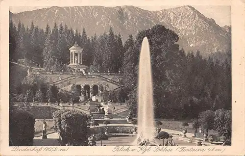 Königsschloss Linderhof Blick vom Schloss auf Fontaine gl1924 164.859