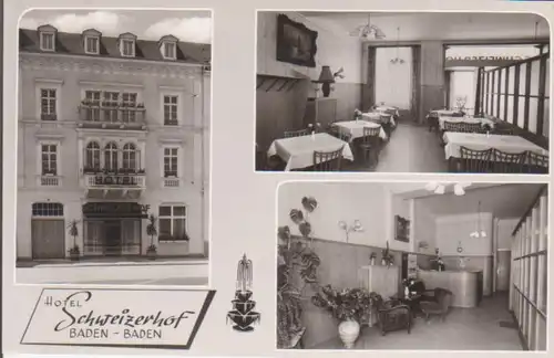 Baden-Baden - Hotel Schweizerhof, 3 Ansichten, Werbekarte ngl 226.811