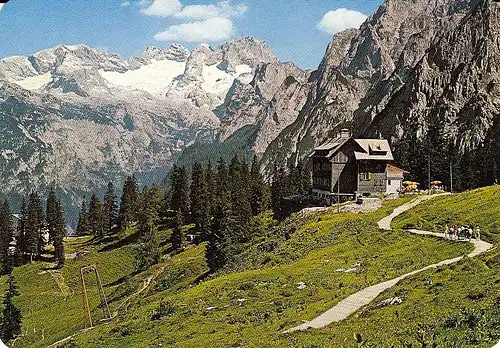 Gablonzer Hütte mit Hoh.Dachstein u. Bergstation Gosaukamm-Bergbahn ngl E3777