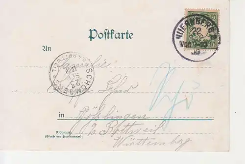 Nürnberg LITHO Hotel Deutscher Kaiser, Kirche, Burg gl1900 228.355