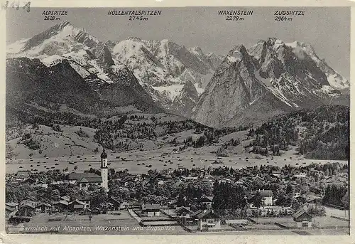 Garmisch mit Albspitze, Waxenstein und Zugspitze gl1935 E2710