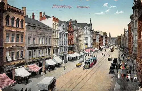 Magdeburg Breiteweg Geschäfte Ubahn Leute gl1913 165.091
