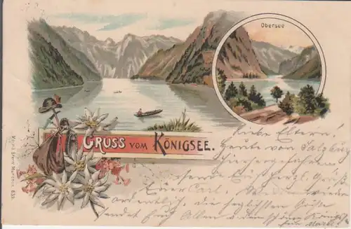 Königssee LITHO Panorama mit Obersee, Edelweis gl1898 227.769