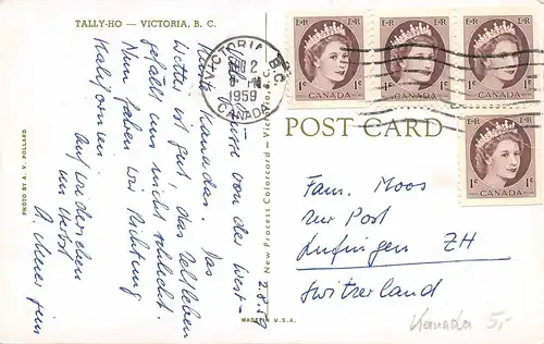 Canada Tally-Ho Victoria B.C. gl1958 164.139