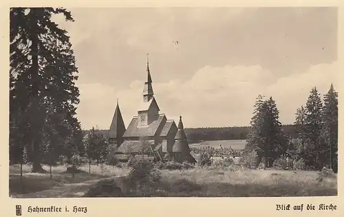 Hahnenklee, Oberharz, Blick auf die Kirche gl1949 E4123