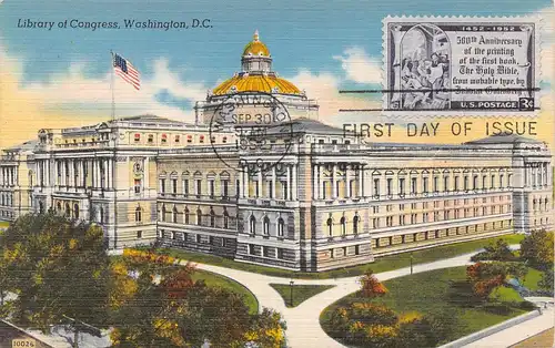 Washington D.C. Library of Congress With Stamp First day of Issue ngl 164.154
