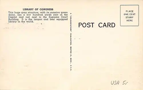 Washington D.C. Library of Congress With Stamp First day of Issue ngl 164.154