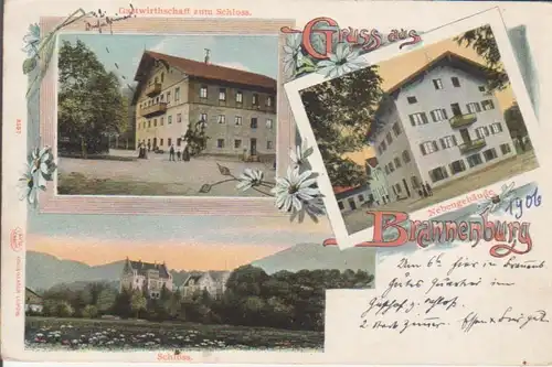 Brannenburg LITHO Gastwirtschaft Schloss Nebengebäude ngl 227.850
