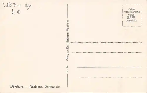 Würzburg - Residenz, Gartenseite ngl 167.381