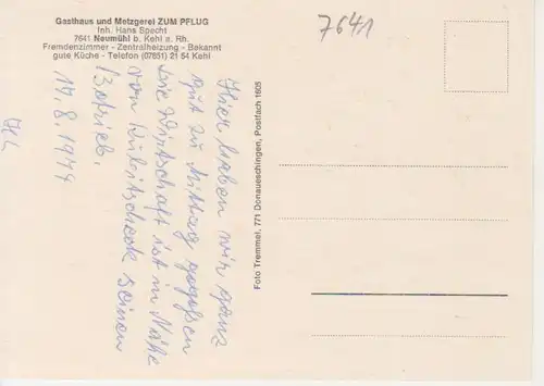 Neumühl (Kehl) Gasthaus und Metzgerei Zum Pflug ngl 226.696