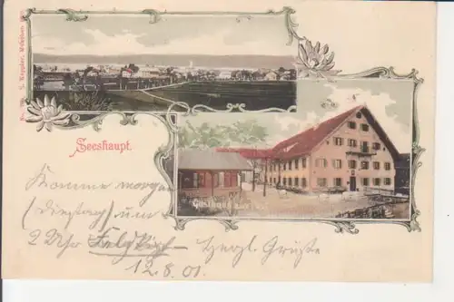 Seeshaupt LITHO Panorama und Gasthaus zur Post gl1901 227.906