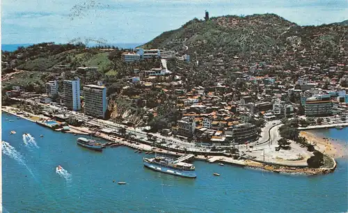 Mexiko Acapulca Air View Boulevard Miguel Aleman and Piers gl1968 164.258