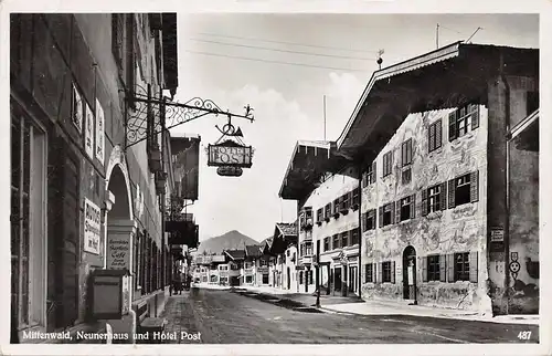 Mittenwald a.d.Isar Neunerhaus und Hotel Post gl1943 166.252