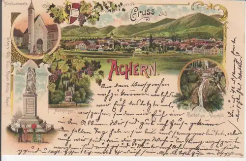 Achern im Schwarzwald LITHO Panorama und Teilansichten bahnpgl1903 226.783