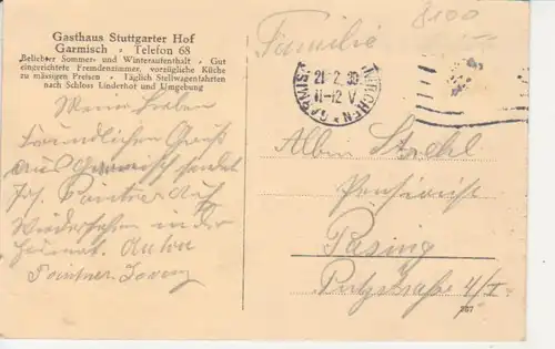 Garmisch - Gasthaus Stuttgarter Hof, Zugspitze gl1930 227.899