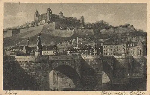 Würzburg, Festung und alte Mainbrücke ngl E5018
