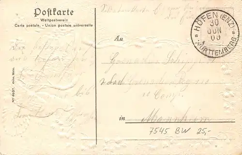 Höfen bei Wildbad Prägekarte mit Auerhahn gl1909 164.378