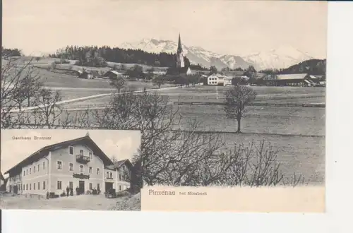 Pinzenau bei Miesbach - Panorama und Gasthaus Brunner ngl 227.917
