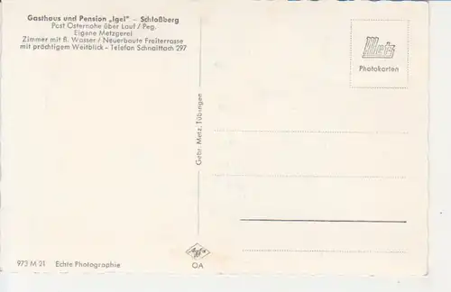 Schloßberg bei Schnaittach - Blick auf Gasthaus und Pension 'Igel' ngl 228.218