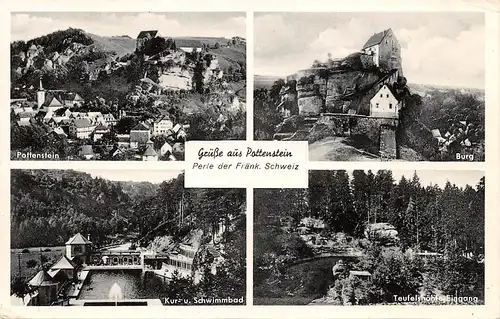 Pottenstein - Panorama Burg Schwimmbad Teufelshöhle gl1952 166.756