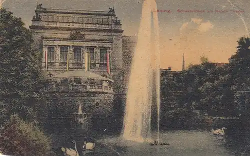 Leipzig, Schwanenteich am Neuen Theater gl1921 E7063
