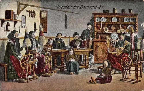 Trachten: Großfamilie in Tracht in Westfälischer Bauernstube gl1918 164.624