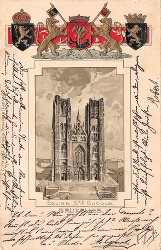 Bruxelles Eglise St. Gudule Prägekarte glca.1900 165.337