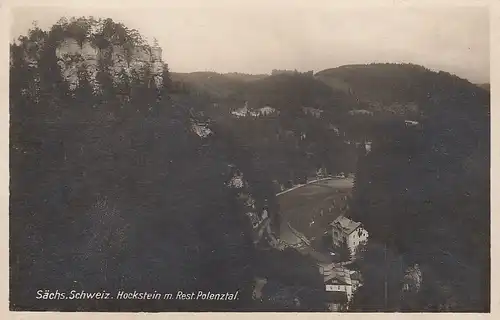 Sächs. Schweiz, Hockstein mit Restaurant Polenztal ngl E5952