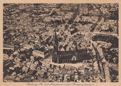 Freiburg i.Br., mit Münster, aus dem Flugzeug gesehen glum 1930? E7288