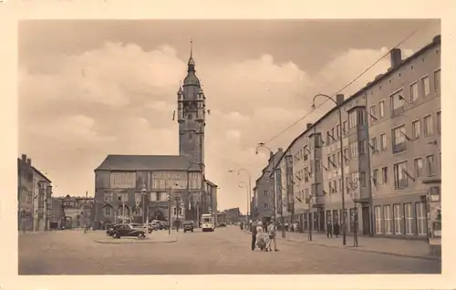 Dessau Neubauten in der Zerbster Straße mit Rathaus gl1955 165.026