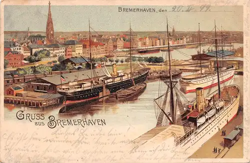 Bremerhaven Hafenansicht mit Schiffen gl1899 165.591