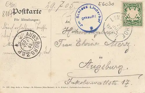 Ettal, Königl. Schloss Linderhof, Panorama gl1905 E6090