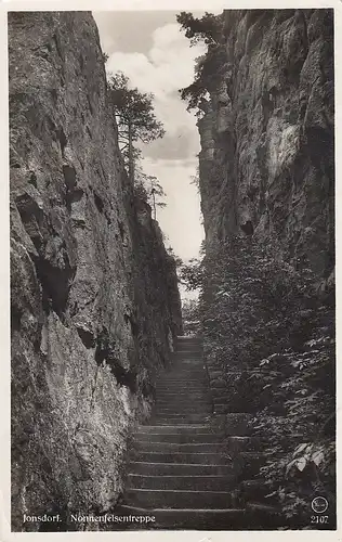 Jonsdorf, Zittauer Gebirge, Treppe zum Nonnenfelsen glum 1935? E4759